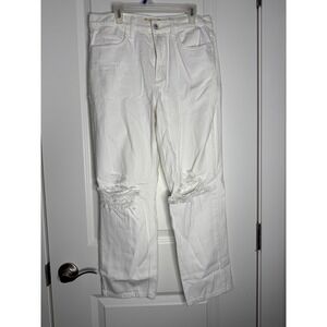 Attard State Women's White Distressed Straight Leg Jeans Size 7W28